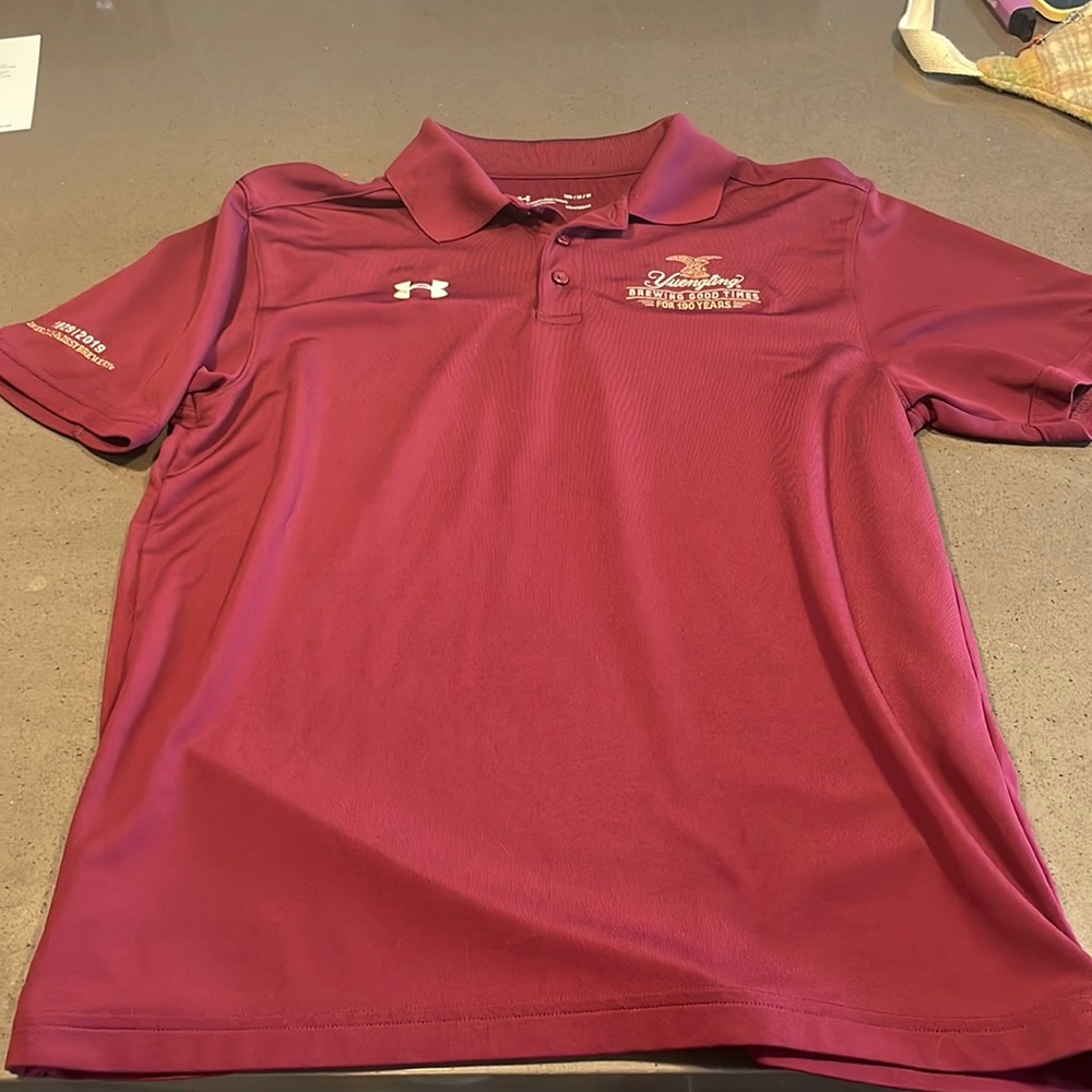 Yuengling Brewing Under Armour dry fit golf polo, size medium, maroon color
